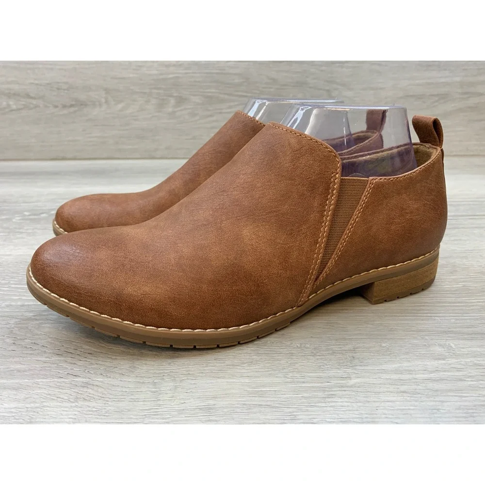 Eurosoft by Sofft Women's 9 Tan Brown Faux Leather Ankle Booties Comfort Shoes